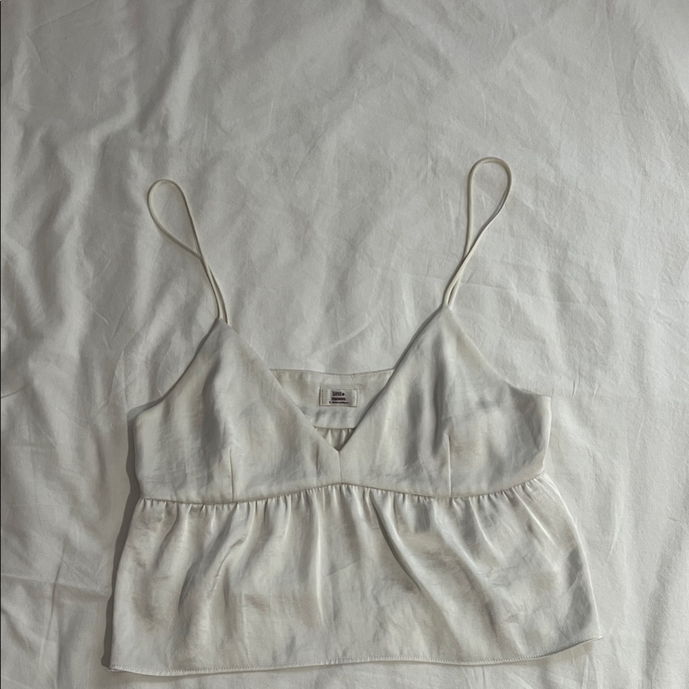 Aritzia White Satin Tank Top